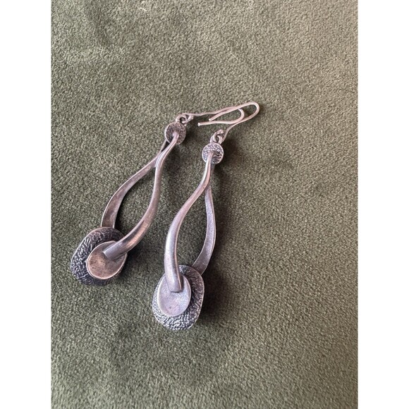VTG Retired Silpada 925 Sterling Silver Modernist Style Drop Hook Earrings - Picture 4 of 4